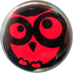 owl badge black pink